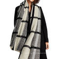 Mode BOLD plaid gris noir hiver femmes acrylique tricot pashmina écharpe 2017